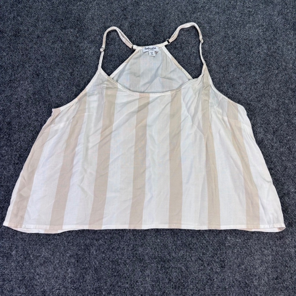 Splendid Camisole Top Women XL Beige White Striped Adjustable Strap Viscose
